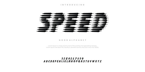 Speed Abstract minimal modern alphabet fonts. Typography technology vector illustration