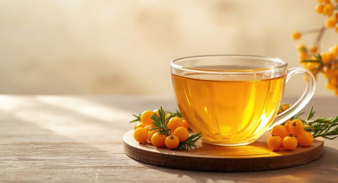 Immune system enhancing sea buckthorn tea combining health benefits and pleasant flavors