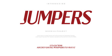 Jumpers Abstract Fashion font alphabet. Minimal modern urban fonts for logo, brand etc. Typography typeface uppercase lowercase and number. vector illustration