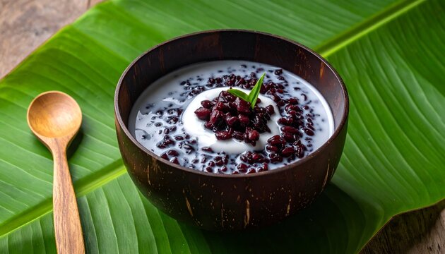 Black Glutinous Rice Porridge Bubur Ketan Hitam with Coconut Milk