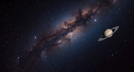 Fototapeta premium Deep space image of planets Mars Saturn Neptune and starry galaxies