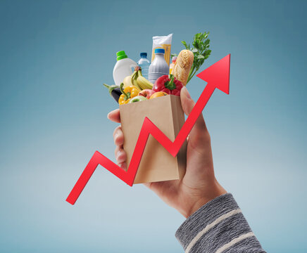 Grocery Price Increase Concept With Rising Arrow