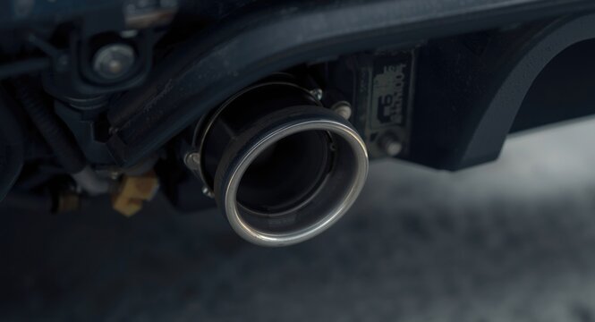 Car exhaust system inspection focusing on lambda sensor and engine parts