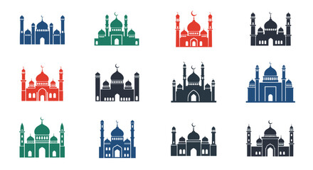 Mosque Elegant Ramadan Illustration Collection with Islamic Minimalist Flat Design Style Illustration
