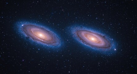 Fototapeta premium Full length sight of two spiral galaxies in a vast glittering star field