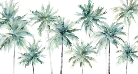 Continuous tropical palm tree design in watercolor style conveying relaxation