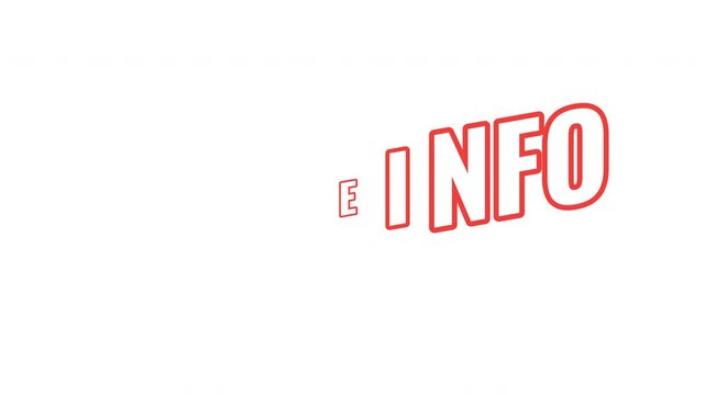 More info energetic tilted outline text animation. Additional information. Deeper insight on topic. Extra details request. Bold orange slanted CTA typography in dynamic motion. Expressive overlay