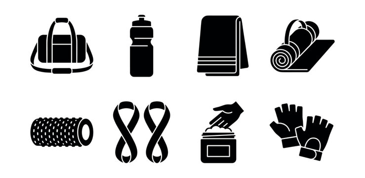 Fitness and Gym Essentials Icon Set