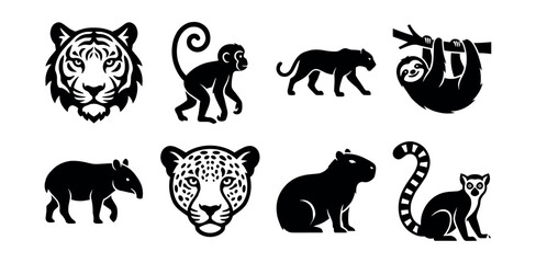 Naklejka premium Animal silhouette illustrations set