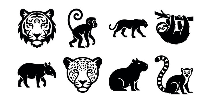 Animal silhouette illustrations set