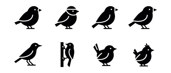 Naklejka premium Bird silhouette icons set