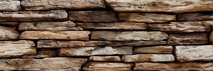 Rustic Stacked Stone Wall Texture: Natural Earth Tones and Rough Facade for Exterior and Interior Design