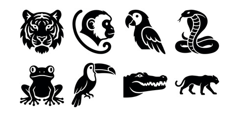 Fototapeta premium Animal silhouette icons set
