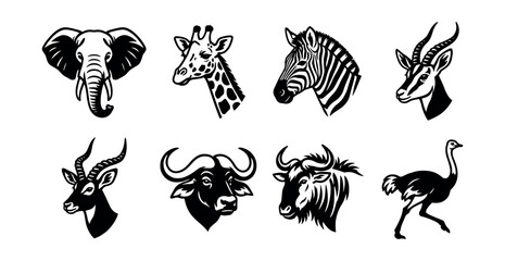 Naklejka premium African animal bold graphic vector illustrations set