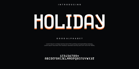 Holiday Abstract Fashion font alphabet. Minimal modern urban fonts for logo, brand etc. Typography typeface uppercase lowercase and number. vector illustration