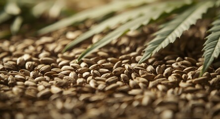 Obraz premium Hemp seed pattern showcasing dietary benefits and plant aspects