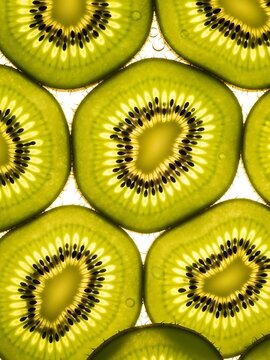 Sliced Kiwi Fruits Pattern CloseUp Healthy Food Still Life