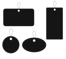 Blank Hanging Label Tags Set in Flat Black Style