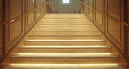 Obraz premium Horizontal light marble steps in mansion stairwell renovation with ample copy space