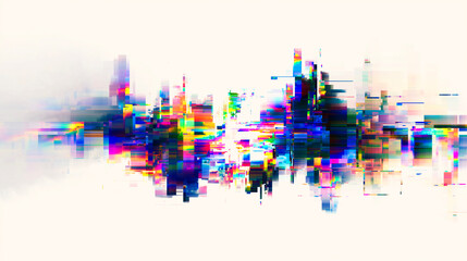 虹色のデジタルグリッチ