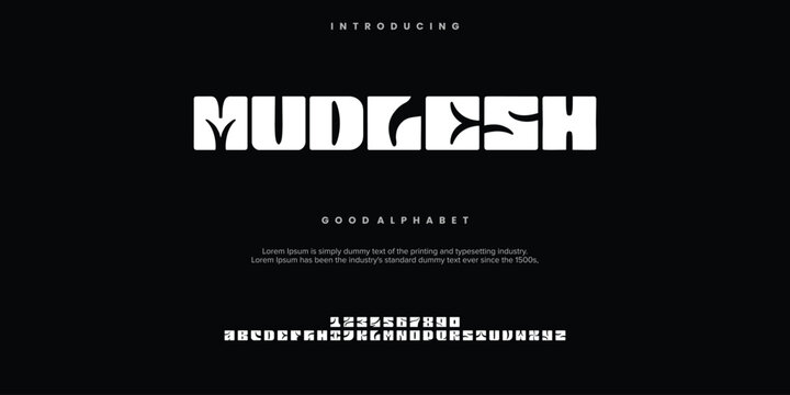 Mudlesh Abstract Fashion font alphabet. Minimal modern urban fonts for logo, brand etc. Typography typeface uppercase lowercase and number. vector illustration