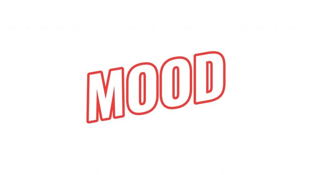 Mood energetic tilted outline text animation. Emotional state. Meme emotion. Current mindset. Online reaction. Stylized term. Bold orange slanted CTA typography in dynamic motion. Expressive overlay