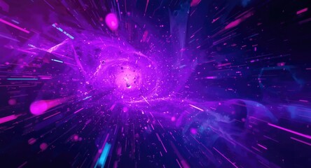 Fototapeta premium Futuristic technology background with bright particle effects in purple and blue hues