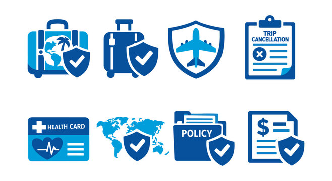 Travel Insurance and Safety Icons Set