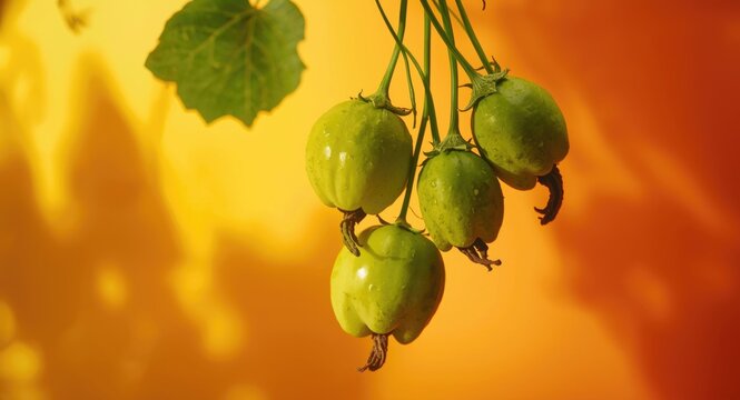 Colorful background enhancing the freshness of Ivy Gourd fruits