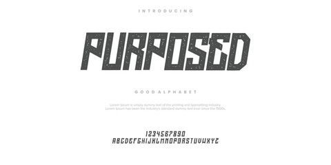 Purposed rough abstract digital alphabet font typography. Bold Condensed Display Font. Vector illustration