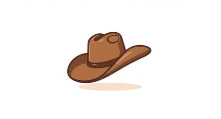 Brown cowboy hat cartoon image displayed on a minimalistic white backdrop