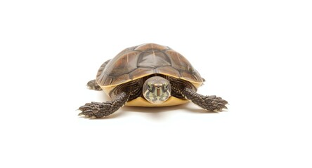 Obraz premium juvenile turtle positioned on a flat white background offering full view