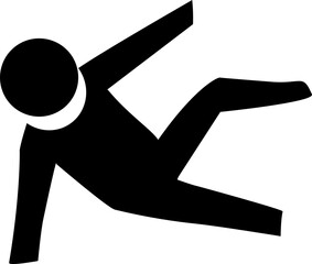 Slippery Floor Warning icon in black color, people fall