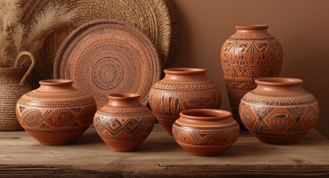 Decorative Marajoara geoglyph inspired pottery pieces sold as traditional souvenirs