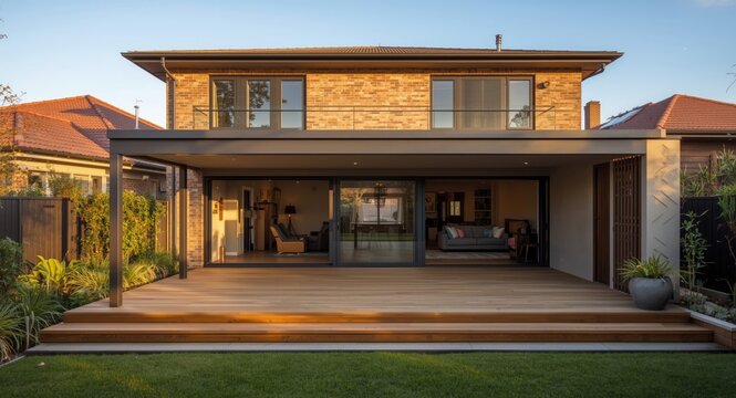 Delighted African partners renovating home extension with multi level deck and open courtyard