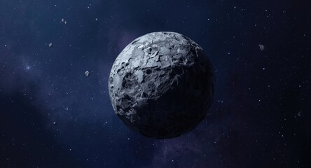 Obraz premium Detailed large space rock standing in the vast celestial backdrop with minor rock fragments