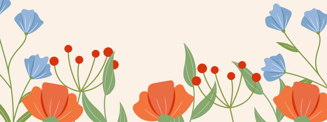 Tło w kwiaty. Kwiecisty banner. © EmBer_graphic