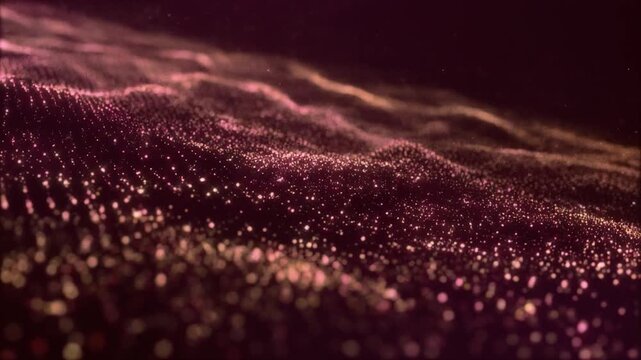 Abstract field rose gold spark particles forming dynamic ripples subtle reflections futuristic cinematic surreal ethereal ambience cascading softly glowing abstract unique style