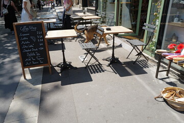 la terrasse du caf&eacute;, un coffee shop sur le trottoir