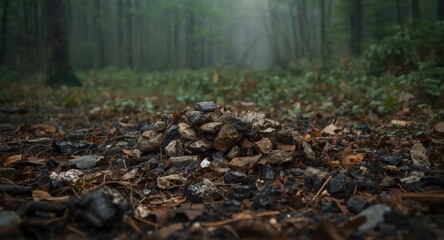 Obraz premium Human waste as a pollution source in woodland conservation areas