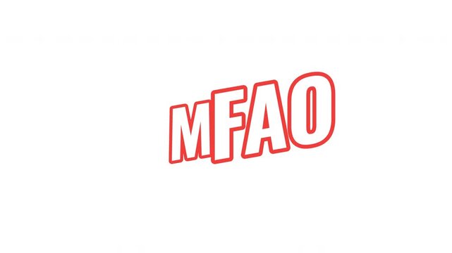 LMFAO energetic tilted outline text animation. Uncontrollable laughter. Funny internet humor. Joke response. LOL comic relief. Bold orange slanted CTA typography in dynamic motion. Expressive overlay