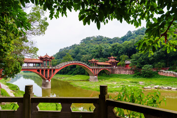 Fototapeta premium Haotu Bridge, Leshan Big Buddha Park, Leshan, Sichuan, China, Asia