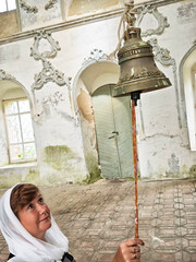Exploring historical sites while ringing a bell during a travel adventure
