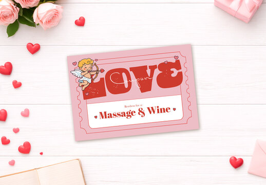 Pink and Red Style Love Coupon for Valentine&acute;s Day or Anniversary