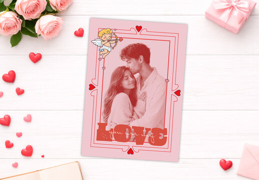 Pink and Red Style Love Valentine's Card