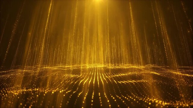 Abstract golden mist particles flowing upward warm backlight glowing radiant futuristic cinematic surreal ethereal ambience cascading softly glowing abstract unique style