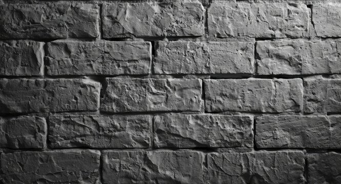 Close-up examination of gray brick wall with detailed texture visible
