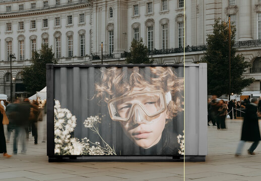 Outdoor Shipping Container Pop Up Store Mockup