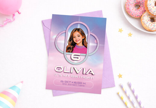 Princess K-Pop Style Birthday Invitation