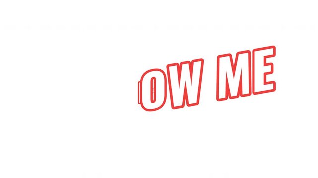Follow me energetic tilted outline text animation. Invite followers. Increase subscriber count. Add friend. Gain followers. Bold orange slanted CTA typography in dynamic motion. Expressive overlay